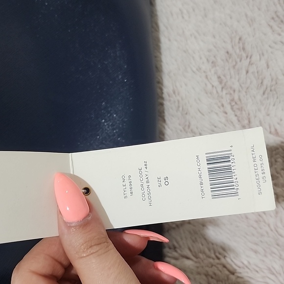 Tory Burch Hudson Bay Blue Leather Gold Hardware NWT - Picture 7 of 14